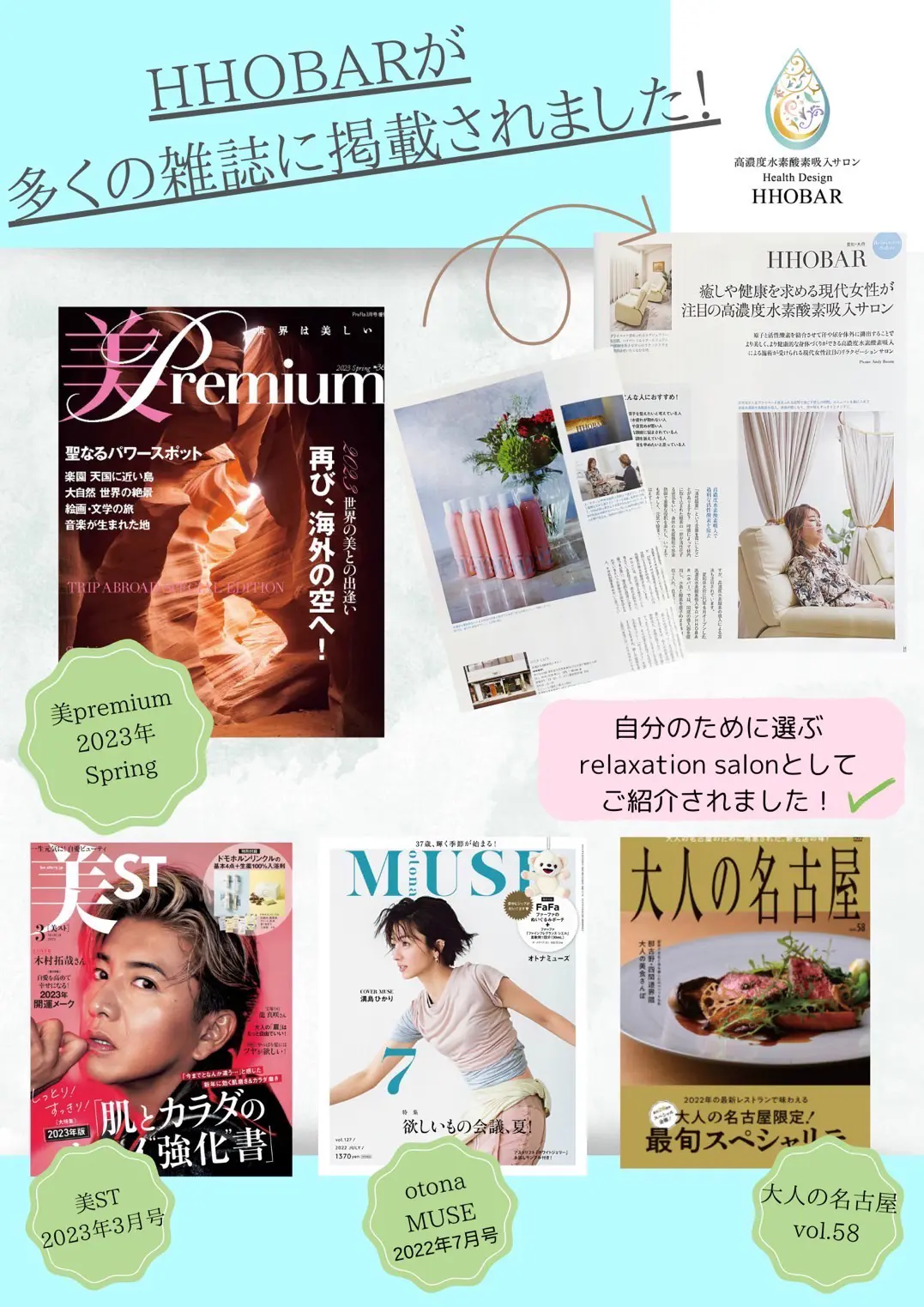 HHOBARが多くの雑誌に掲載されました